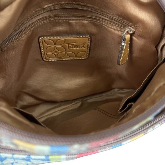 Fossil Canvas Leather Trim Colorful Crossbody Shoulder Bag Messenger Purse - Picture 15 of 16